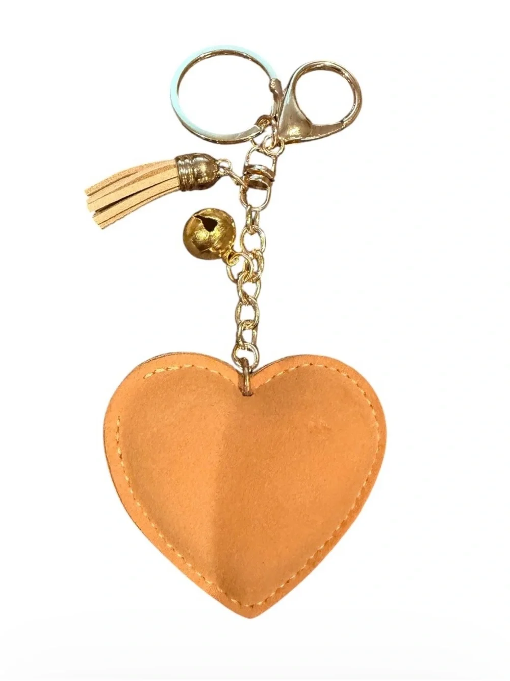 Sparkling Heart Bag Charm/Keychain Tassel Charm - Gold